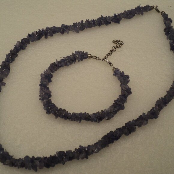 New Tanzanite chip necklace and bracelet set POS121 - Picture 1 of 6